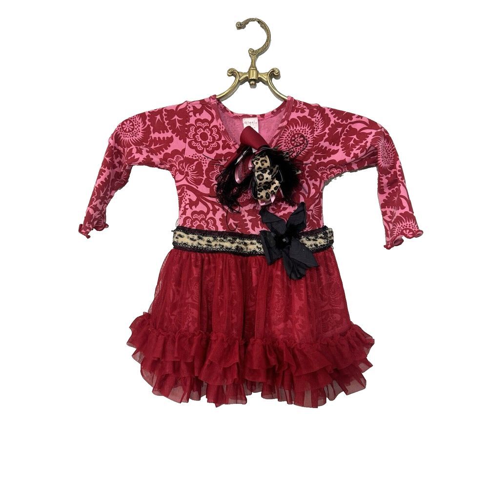 Giggle Moon Toddler Girls Red Decorative Twirly Dress Size 2T excellent‎